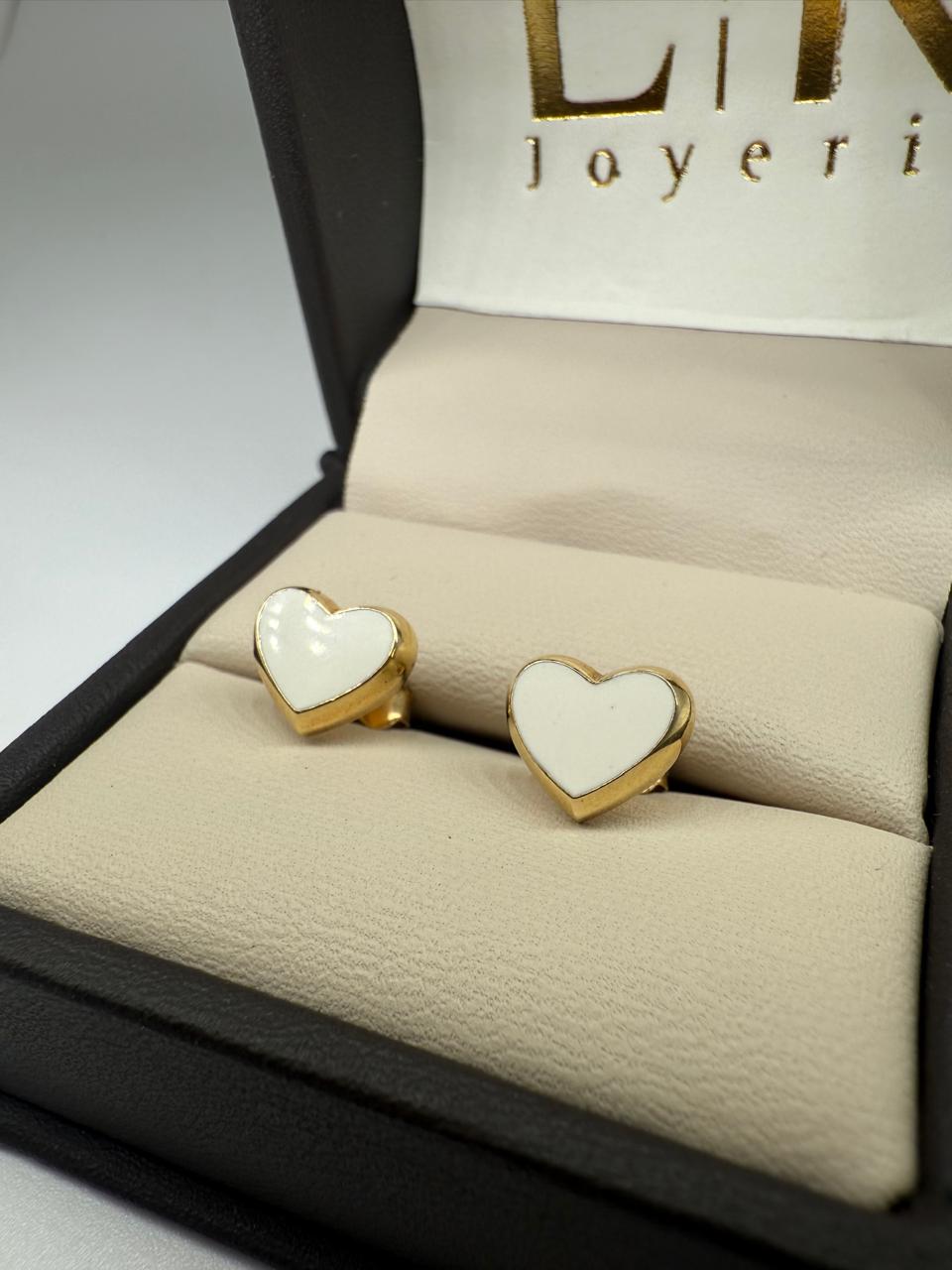 ARETES DE CORAZON CALCITA BLANCA18K 2G